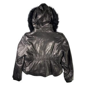 Baby Phat Black Faux Fur Trimmed Leather Jacket